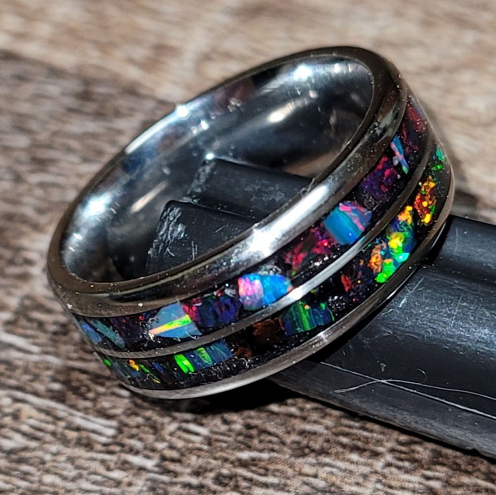 Custom Double Channel Opal Ring - image 2